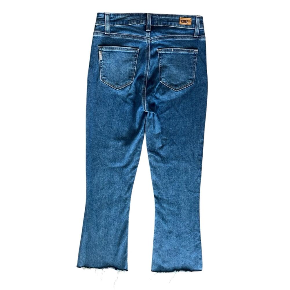 Paige Women’s Rory Crop Flare Jeans In Sylmar Blue Wash Raw Hem High Rise Sz 26 - Picture 8 of 12